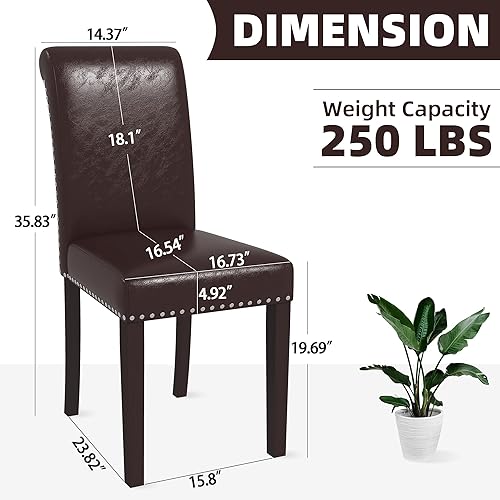 Miniatura 3 de Westice Juego de 6 sillas de comedor tapizadas de piel sintética para cocina, sillas laterales de comedor con ribete de cabeza de clavo y patas de