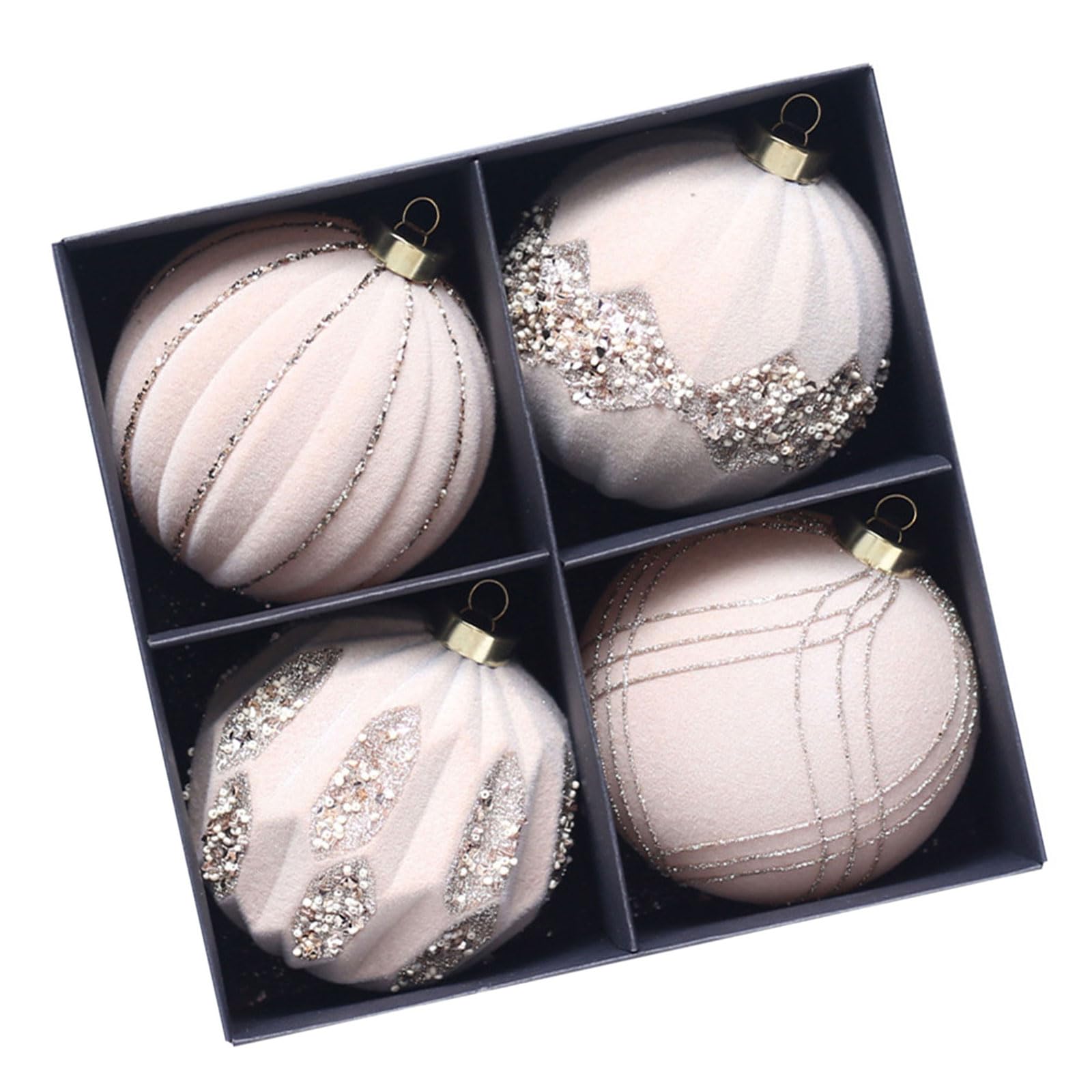 carotoe 4pcs Festival Christmas Sphere Ornament Flocking Christmas Sphere Ornament for Indoor Baubles Decorations Tree Adornment