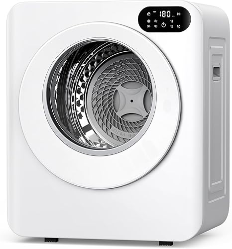 Euhomy Secadora de ropa portátil de 1.5 pies cúbicos, secadora de ropa de 850 W con tambor de acero inoxidable, 4 funciones, control LED, secadora