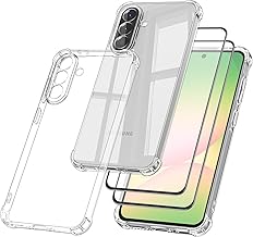 Wanme 3 in 1 Case for Samsung Galaxy A56 5G Transparent Case and 2 Pieces Tempered Glass, Anti-Drop Protective Case with Corner Bumper Cushion, Soft TPU Case Slim Anti-Shock Cover