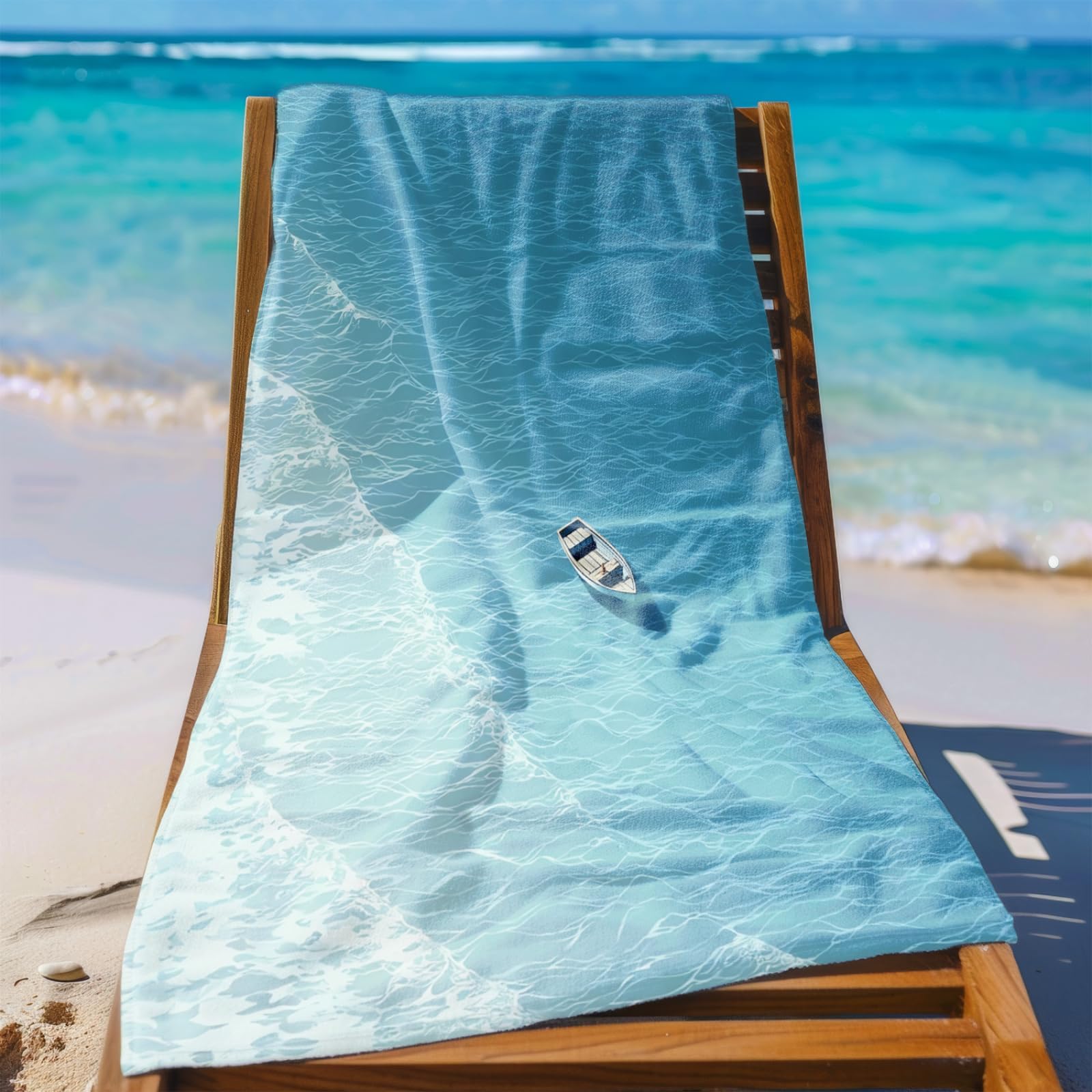 Générique Serviette de Plage XXL Lac Bleu Ciel | Grande Taille Serviette de Plage et Douche Avec Elastique Microfibre Absorbante et Légère Sport Séchage Rapide