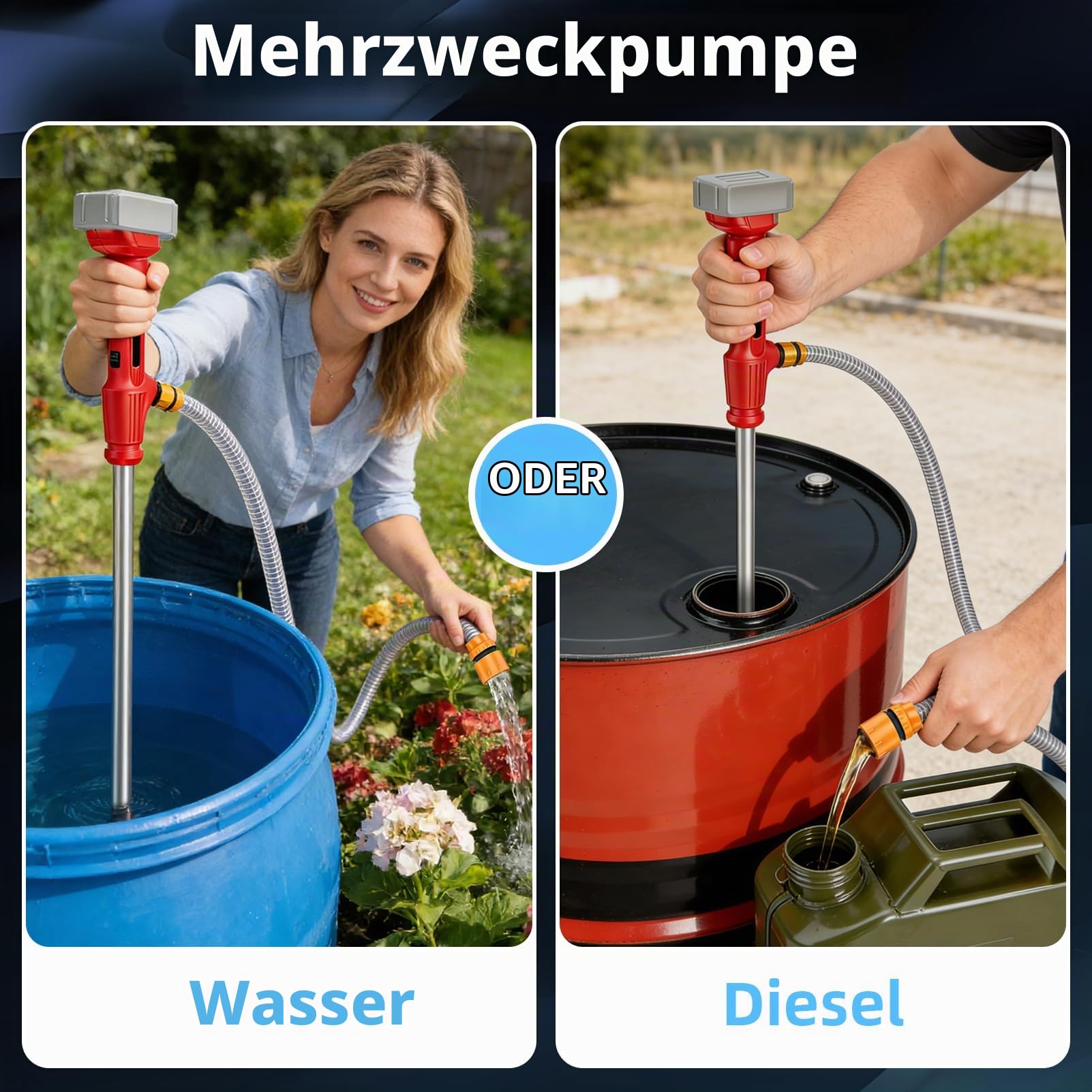 Akku-Regenfasspumpe, Kompatibel mit Makita 18V Akku