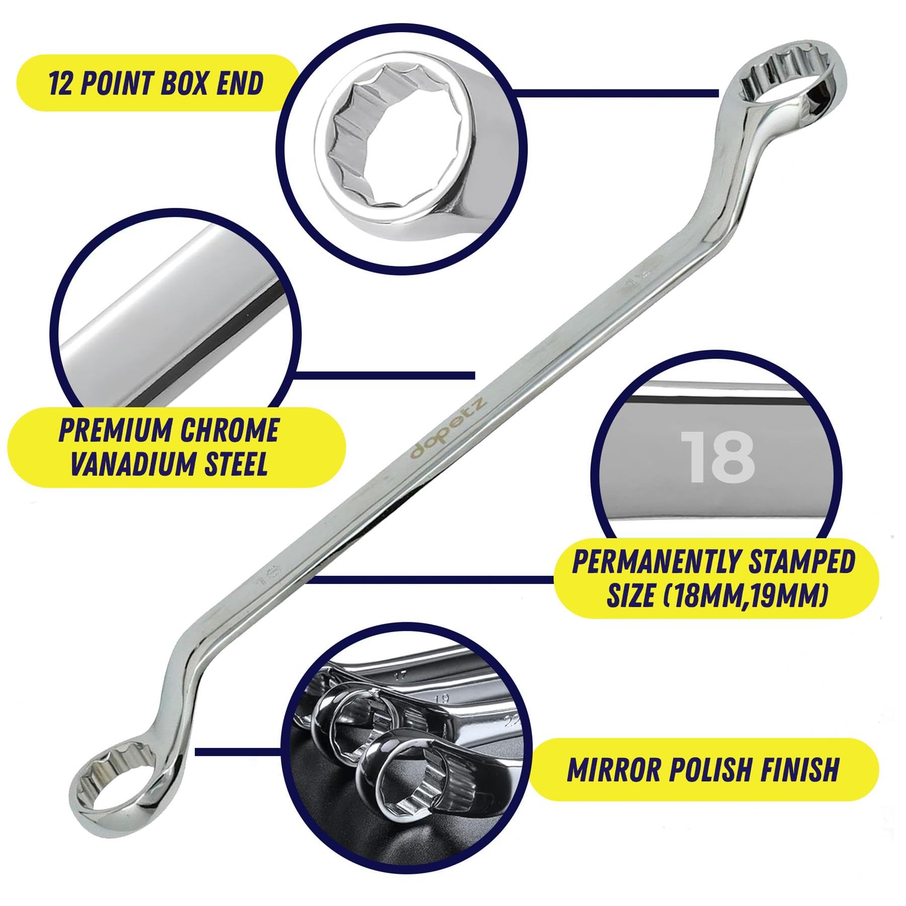 Set di chiavi a doppio anello con teste ad anello e profilo E E6 x E8