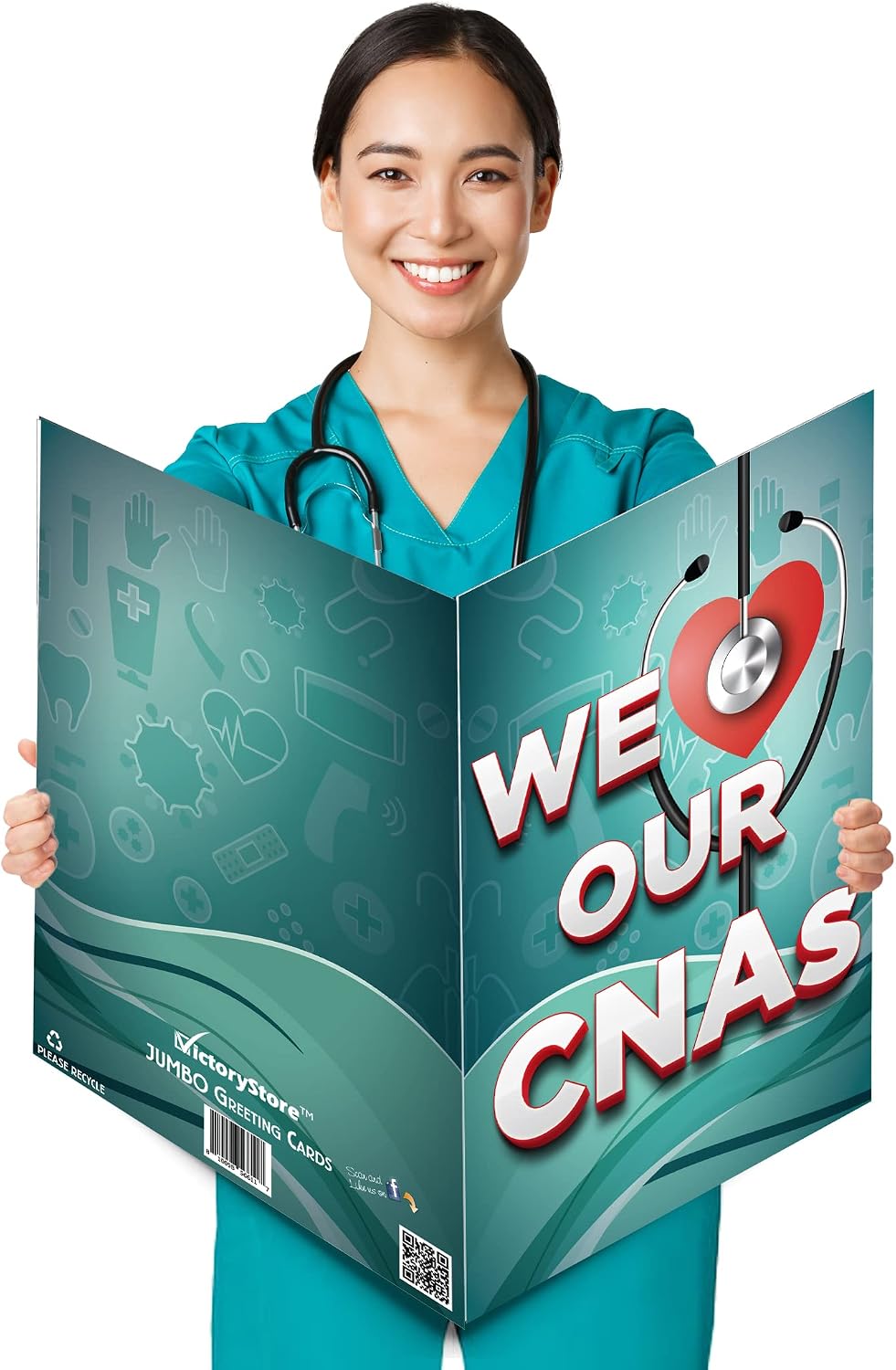 VictoryStore Jumbo 3 Foot Cards: We Love Our CNAs Thank You Card, Hospital Appreciation Card, 2x3 Feet CNA Card, Includes Jumbo Envelope