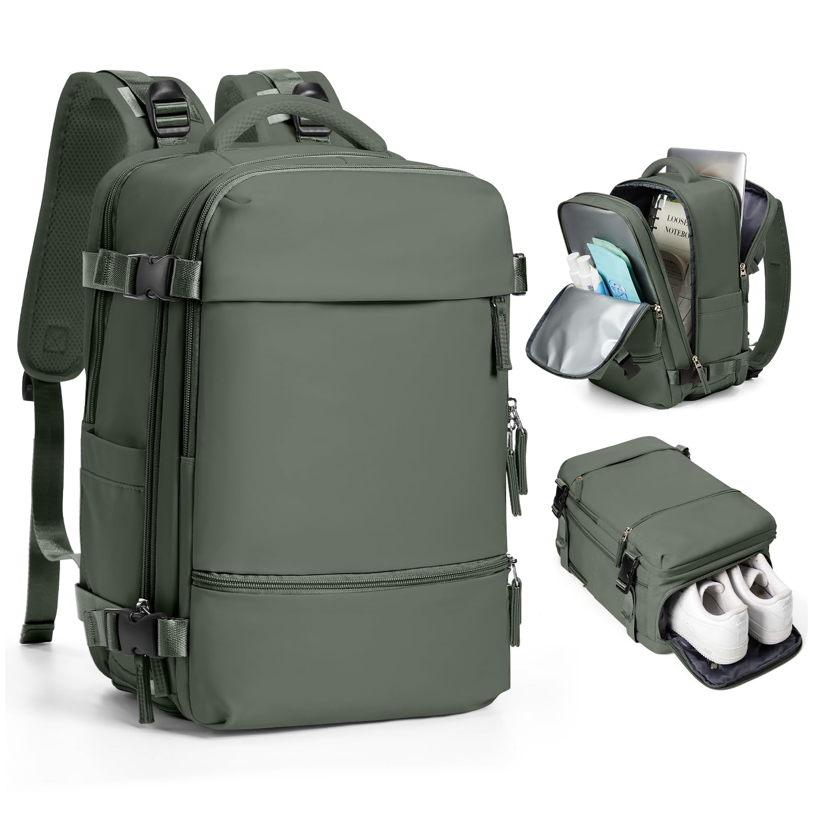 SZLX Zaino Ryanair 40x20x25 Donna Zaino da Viaggio Bagaglio a Mano 20L Uomo Borse da cabina 45x36x20 Easyjet Travel Backpack Adatto a laptop da 14 Pollici con scomparto per scarpe per Lavoro e Scuola