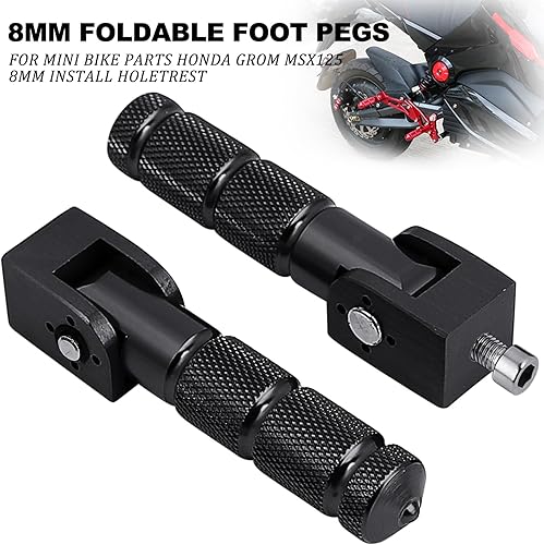 Miniatura 3 de Mokuo Estribos para Motocicleta Plegables CNC Juego Trasero de Reposapiés para Scooter Plegables en 90 Grados con Pernos de Instalación M8 (Negro)