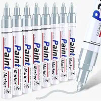 Caneta de tinta prateada marcador metálico permanente – 8 canetas de tinta à base de óleo, ponta média, secagem rápida e à prova d'água para restauração automotiva, metal, pintura rupestre, marcador
