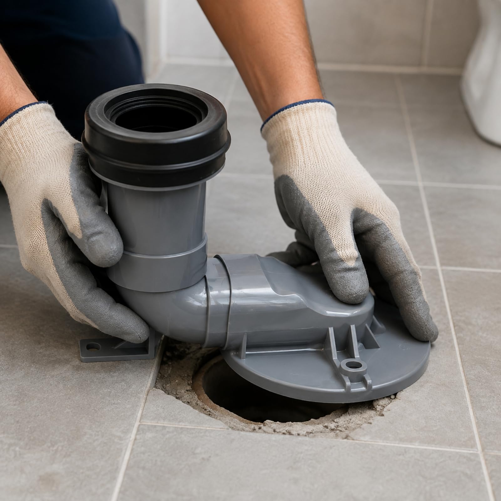 Raccord Excentré pour WC En PVC, Entraxe Au Sol 25 Cm, Orifice 15 Cm, Sans Raccord