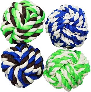 Otterly Pets Large Dog Toys Rope Balls for Dogs Big Tough Natural Cotton Rope Ball Chew Toy Set for Aggressive Chewers Durable Breed (4-Pack)