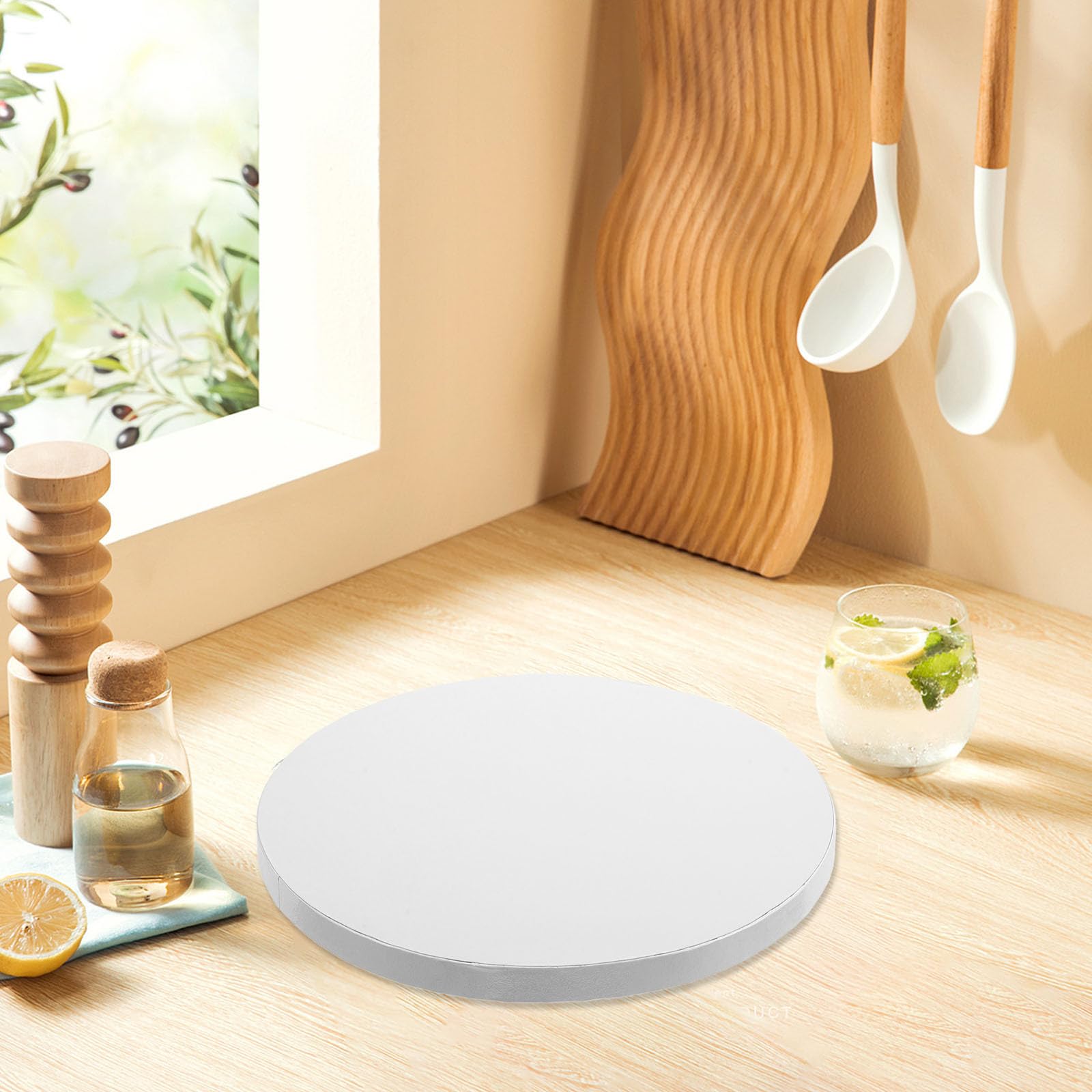 VALICLUD Plateaux à Gâteaux Ronds en Papier Ondulé Blanc 5 Pièces