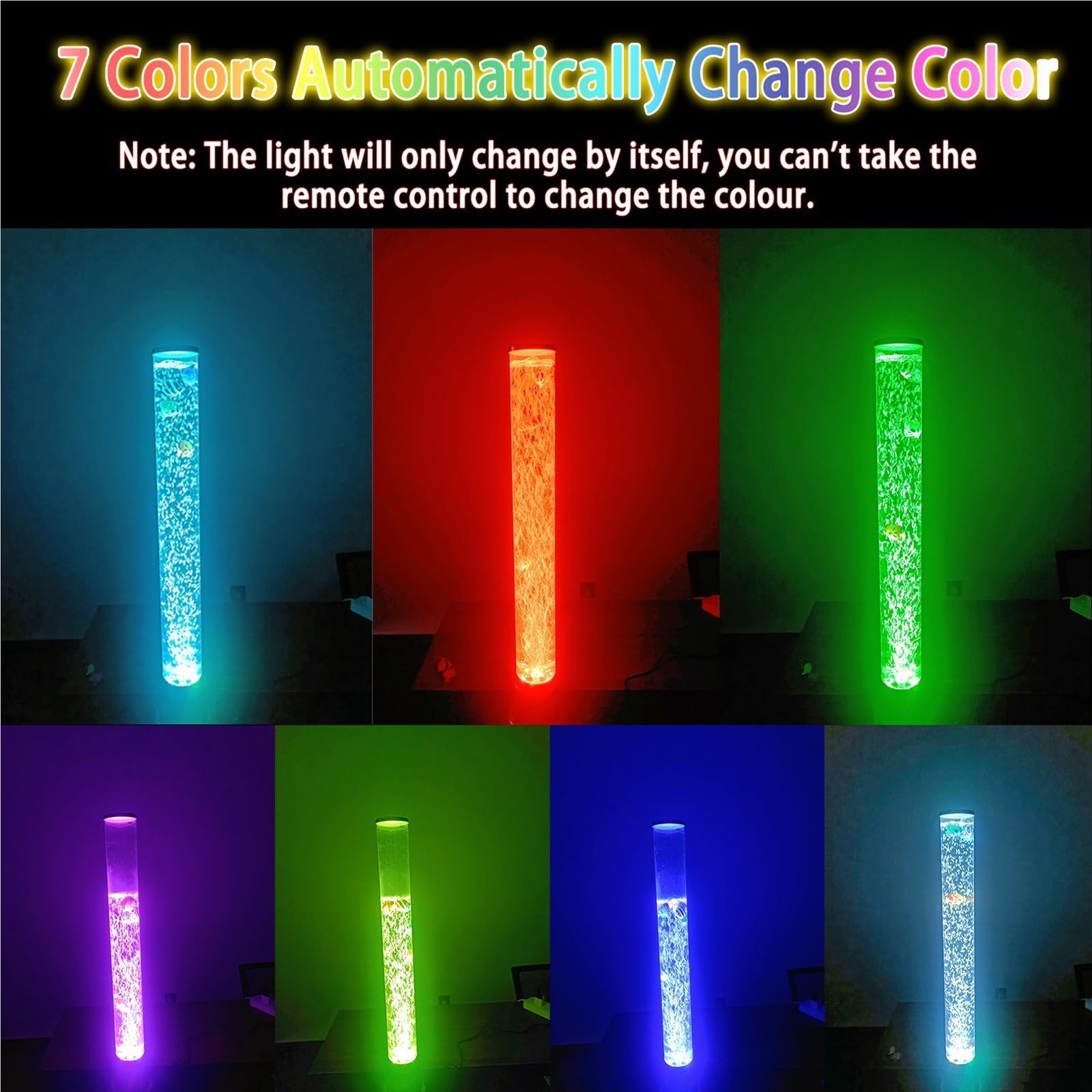 Lampa lawowa Bubble Fish 2,55 stopy LED z lampką nocną i 3 zmieniającymi się rybami, prezentem dla dzieci, dorosłych, osób z ADHD i autyzmem