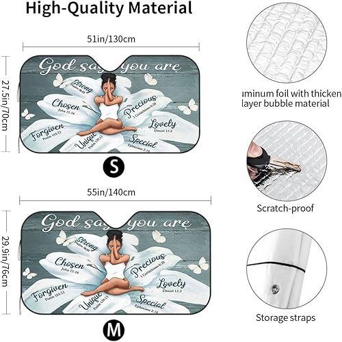 Miniatura 3 de Parasol para parabrisas African American gracioso, parabrisas negro para mujeres, parasol plegable para coche, camión, SUV, 30"x55"