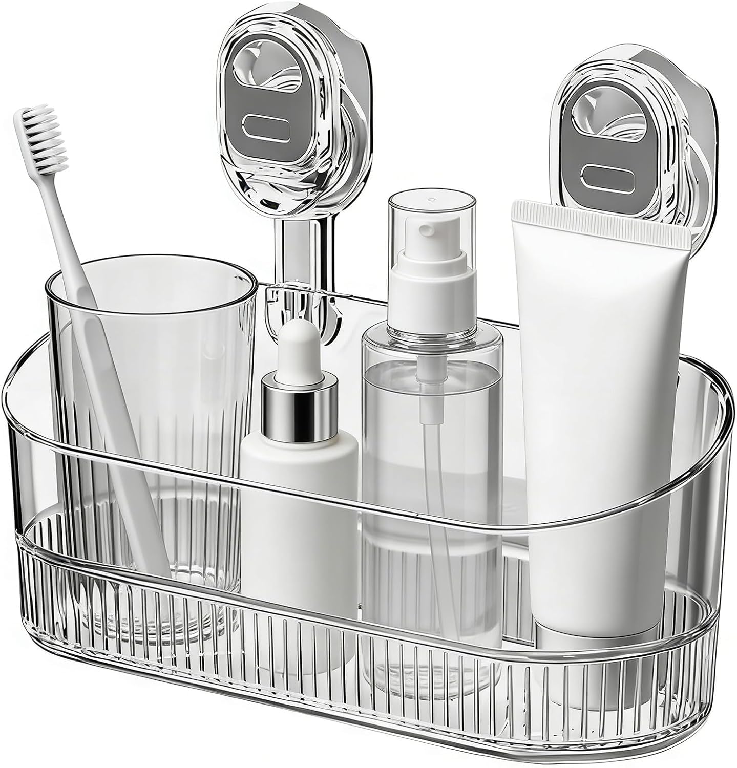 Multipurpose Wall-Mounted No-Drill Bathroom Shelf with Drainage | Durable ABS Material with Snap-On Installation | Spacious Organizer for Storing Bath Accessories & Toiletries (transparent Black)-picture-29