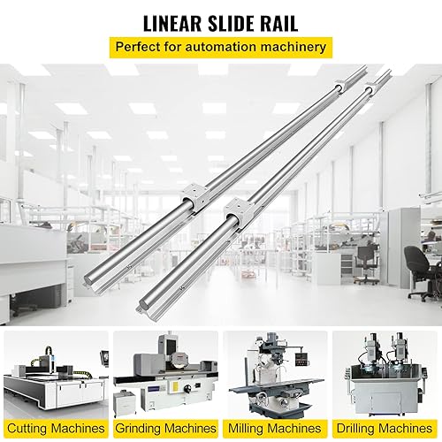 Miniatura 2 de VEVOR Riel lineal 2 piezas SBR 0787-86614in riel guía lineal y 4 piezas SBR20UU de bloques de rodamientos de carro cuadrado SBR20UU rieles de guía