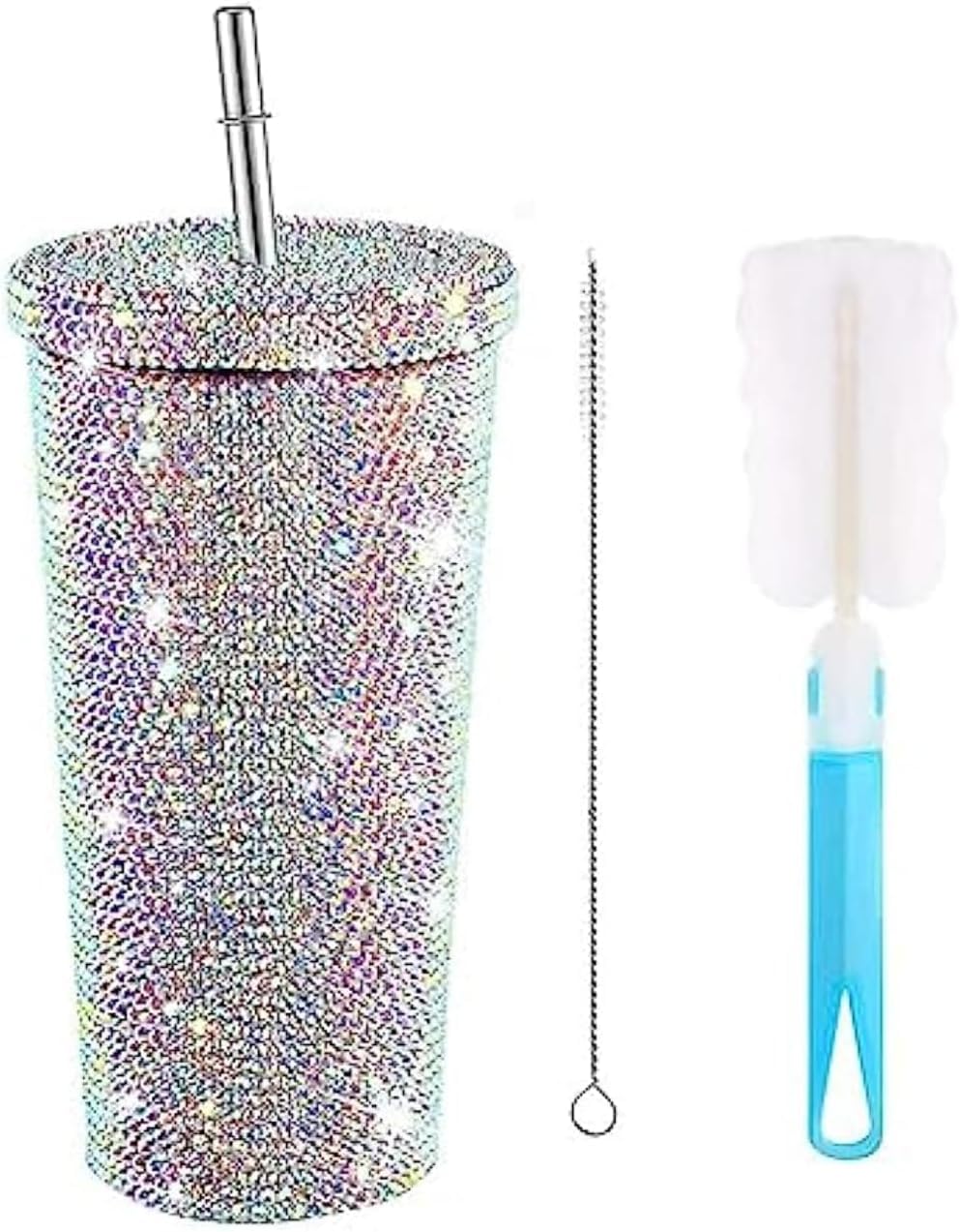 新品 ストロー キラキラ 水筒 大容量 蓋付き キラキラダイヤモンド