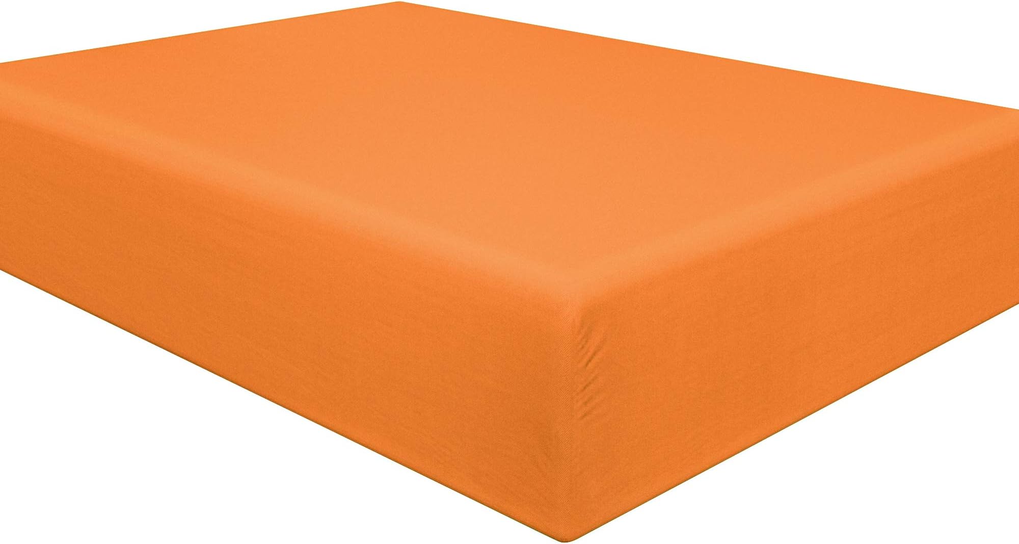 NTBAY 100% Brushed Microfiber Double Fitted Sheet, 1800 Super Soft and Cozy, Wrinkle, Fade, Stain Resistant 12" / 30cm Deep Pocket Fitted Bed Sheet, OrangeOEKO-TEX STANDARD 100