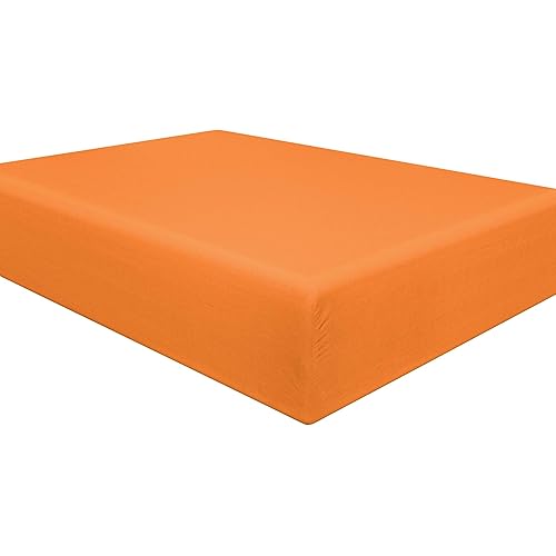 NTBAY 100% Brushed Microfiber Full Fitted Sheet, 1800 Super Soft and Cozy, Wrinkle, Fade, Stain Resistant Deep Pocket Fitted Bed Sheet Only, Orange