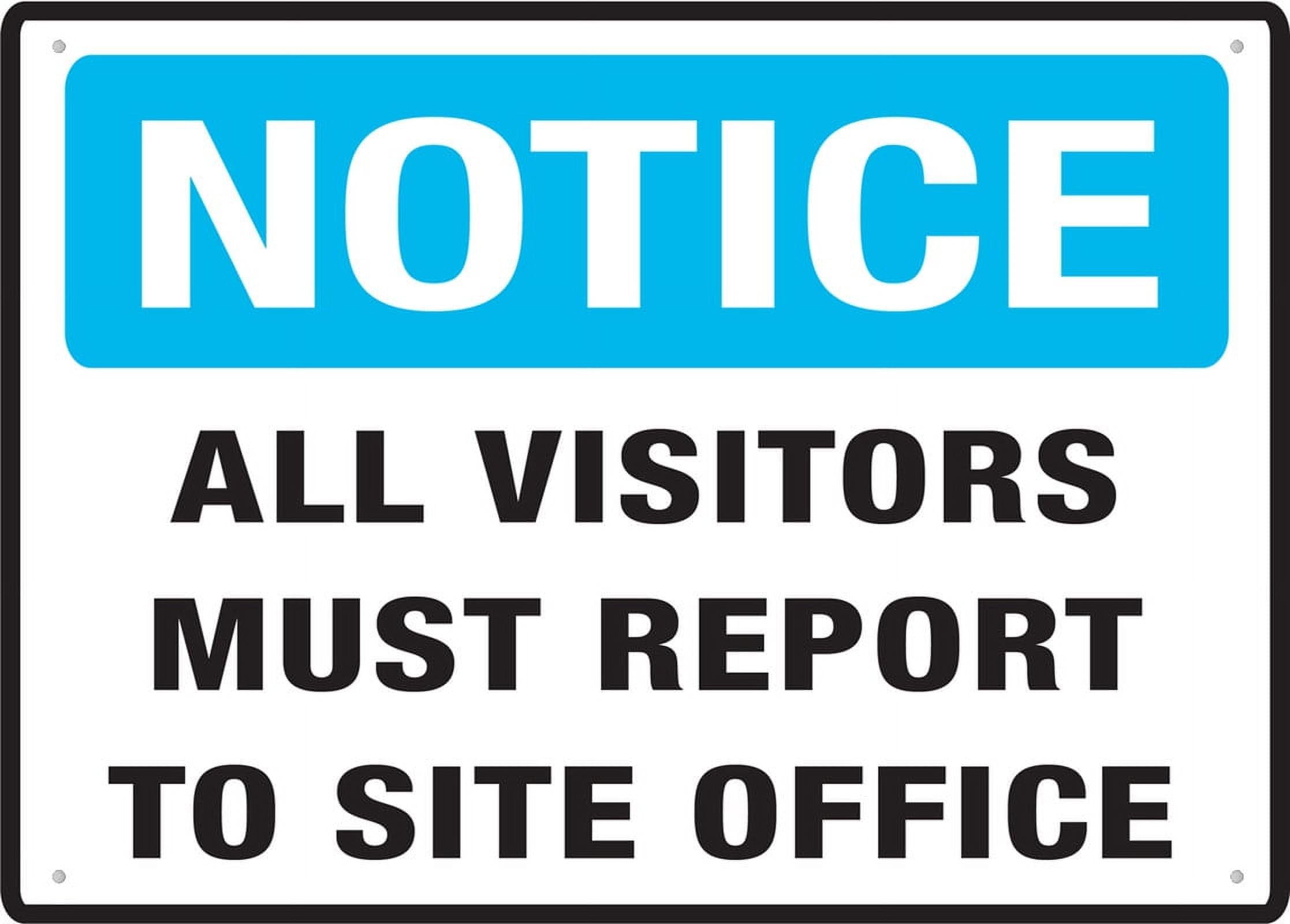 Notice All Visitors Must Reports To Site Office Classics Wall Art for Cozy Decor for kitchen Cafe living Room Farmhouse Restaurant Chic Plaque Decorative Gifts Tin Sign 8x12 Inch