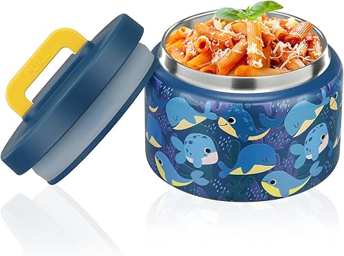 Termo infantil de 8 onzas para comida caliente, recipiente pequeño de acero inoxidable, termo de boca ancha fácil de abrir para alimentos fríos y