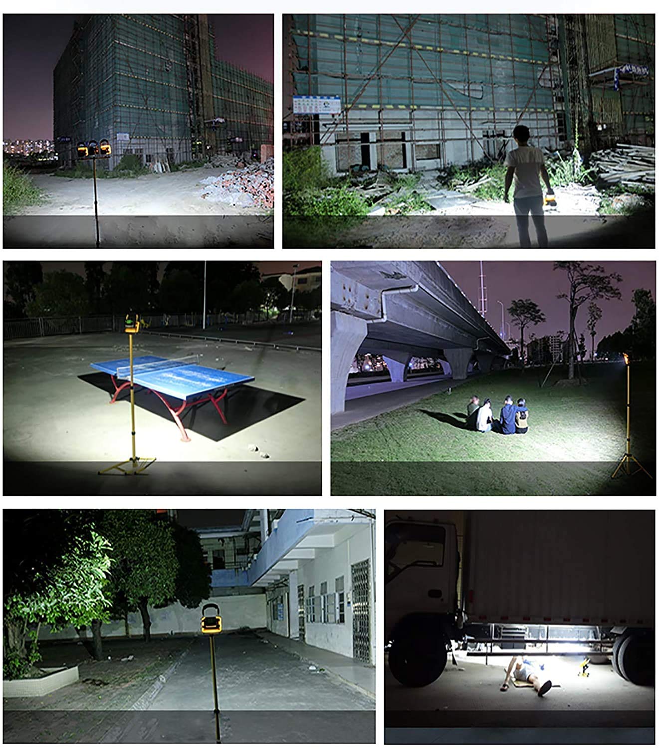 Faretti area di lavoro Faro Da Lavoro A LED Portatile Da 500 W, Luci Di Inondazione Ricaricabili, Regolazione Della Luminosità A 5 Livelli, Treppiede Telescopico Faretto Impermeabile Garage Officina