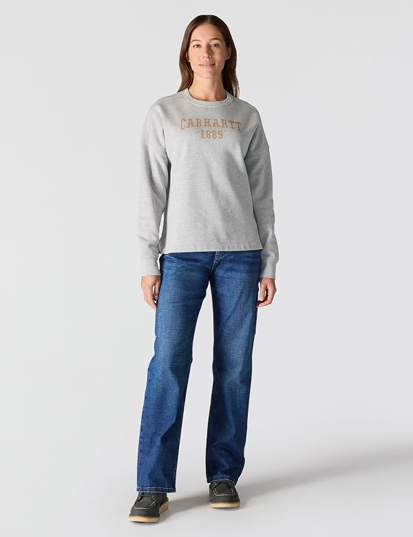 Carhartt Women's Loose Fit Midweight Graphic Sweatshirt, Heather Gray, Large by Carhartt - Image 4
