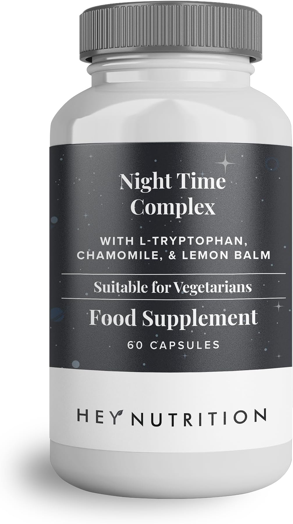 Hey Nutrition Night Time Complex with 100mg L-Tryptophan, Chamomile & Lemon Balm Natural Supplement for Sleep & Relaxation - Non-GMO, 60 Vegetarian Capsules