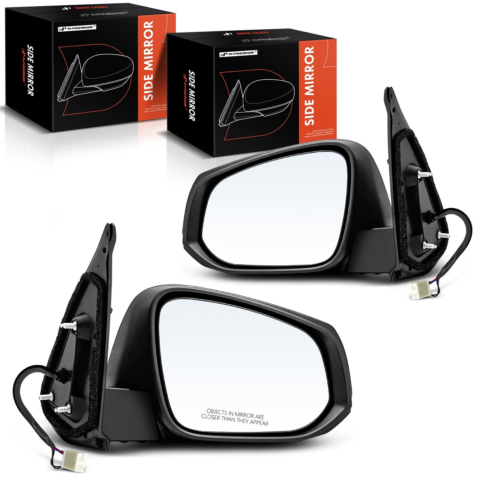 A-Premium Pair (2) Driver and Passenger Side Power Door Mirror - Compatible with Toyota Tacoma 2016-2023 - Heated Manual Folding Black Outside Rear View Mirror - Replace# 8794504060A0