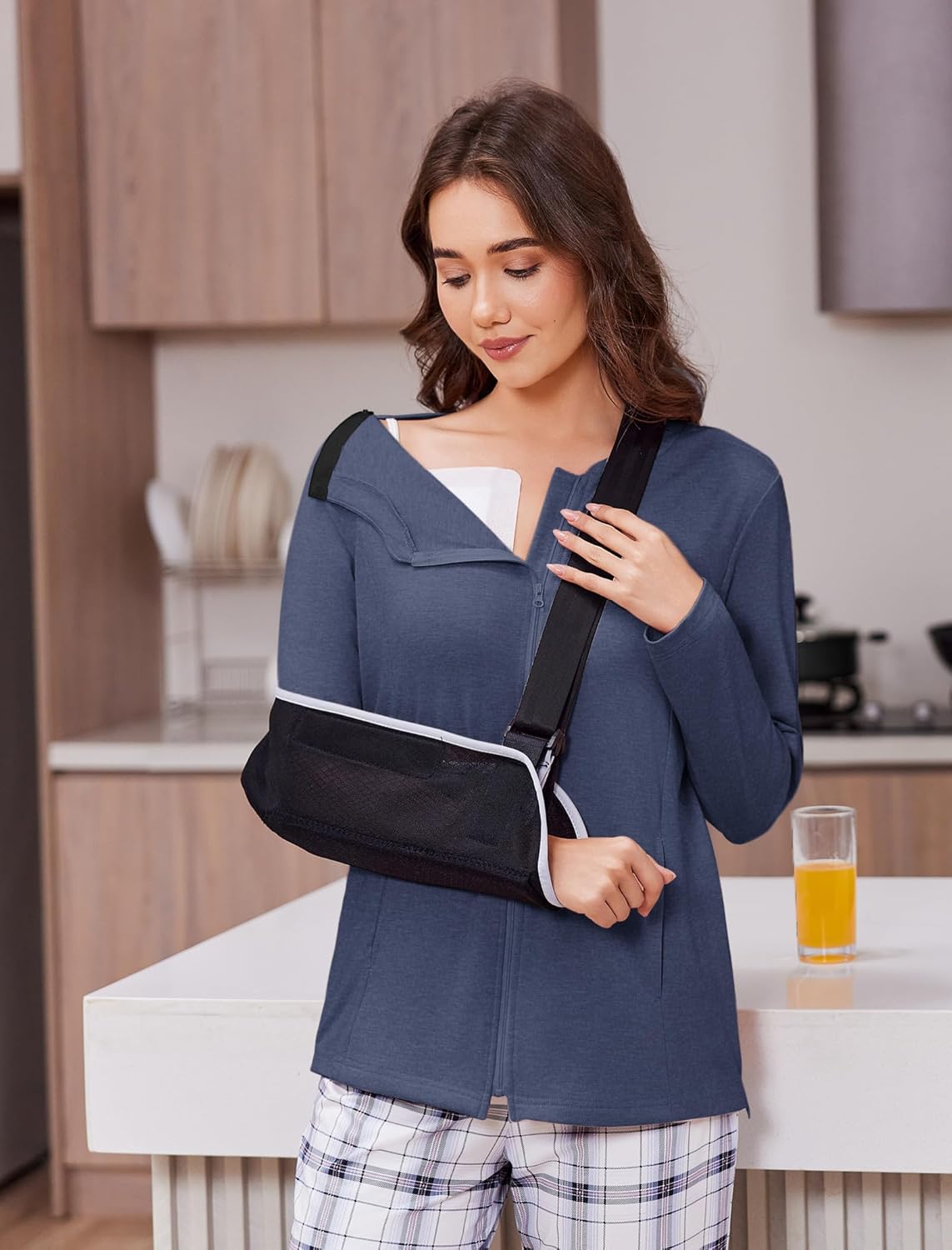 Deyeek Mastectomy Shirts with Drain Pockets Post Shoulder Surgery Tops for Women Chemo Port Long Sleeve with Zippers - Image 5