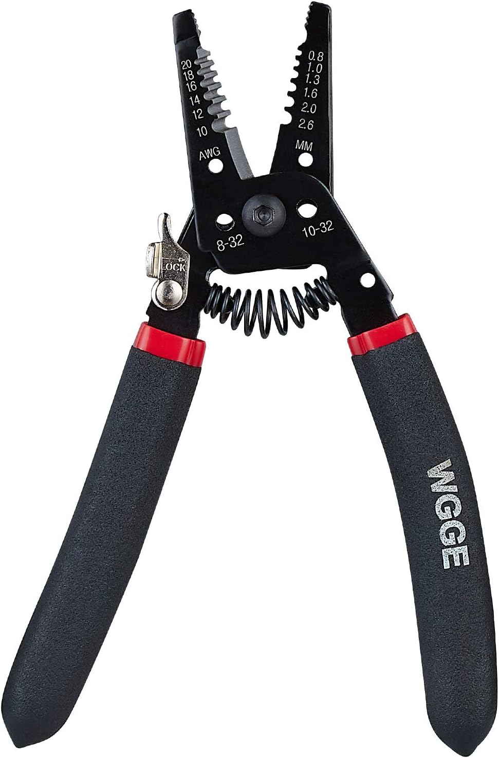 WGGE WG-013 Wire Stripper and Cutter 7'',Cuts, strips wire and loops 10-20 AWG Solid and (0.8-2.6mm) Stranded