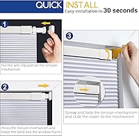 Vista 6 de LazBlinds Persianas Celulares sin Cordón, Sin Herramientas Sin Taladro Persianas de Panal Opacas Persianas Plisadas para Ventanas, 27" An x 64" Al
