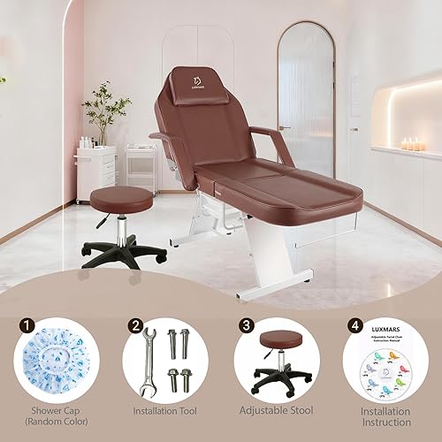 Miniatura 109 de Cama de spa de masaje, silla facial, mesa de tatuaje, 73 pulgadas, 3 secciones, cama de masaje multiusos, silla facial profesional, mesa de tatuaje