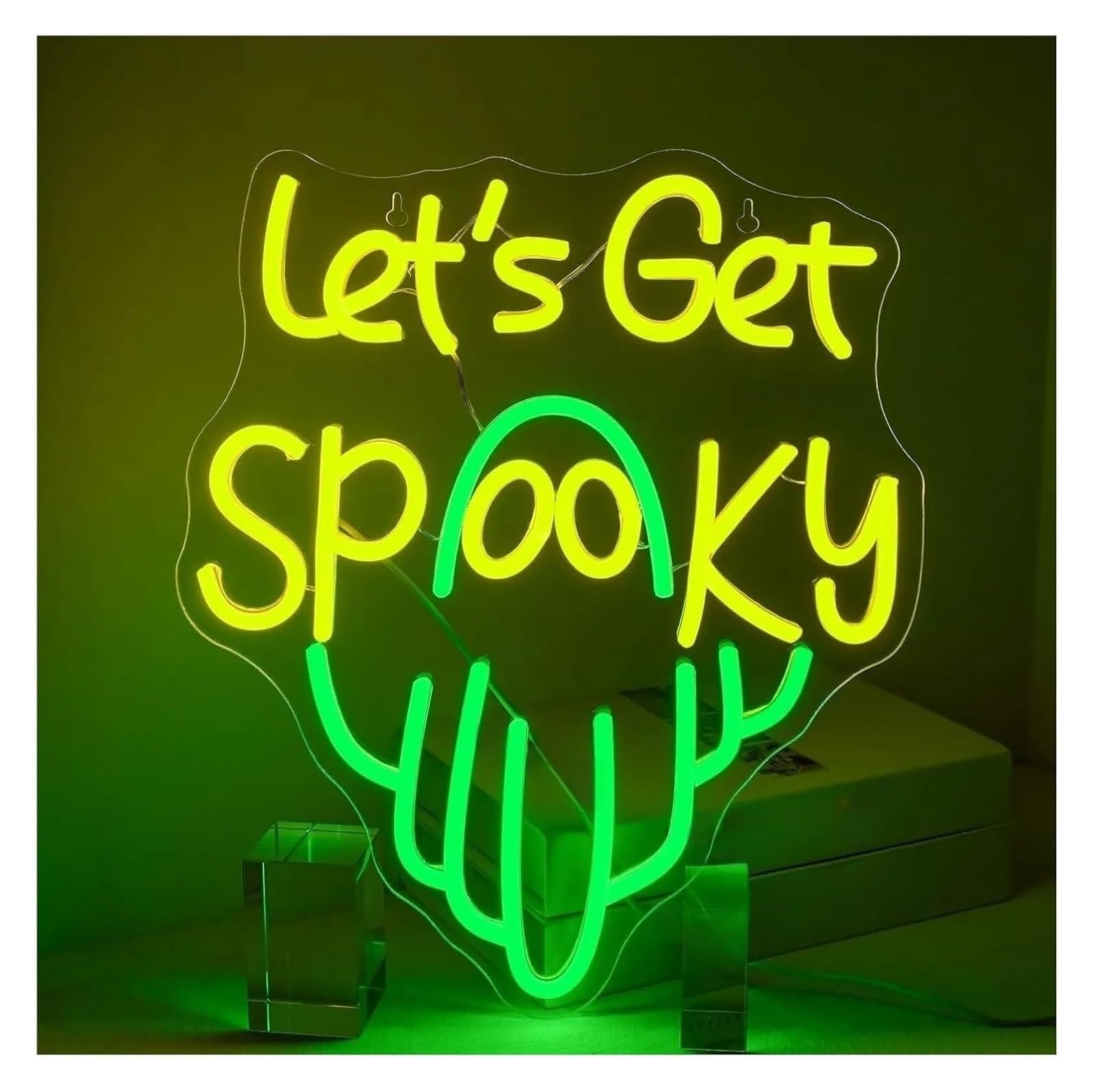 Zynther Neon lamp Neon Light Decoration Let's Get Spooky for neon Sign LED Ghost Lamp 32cm×38cm