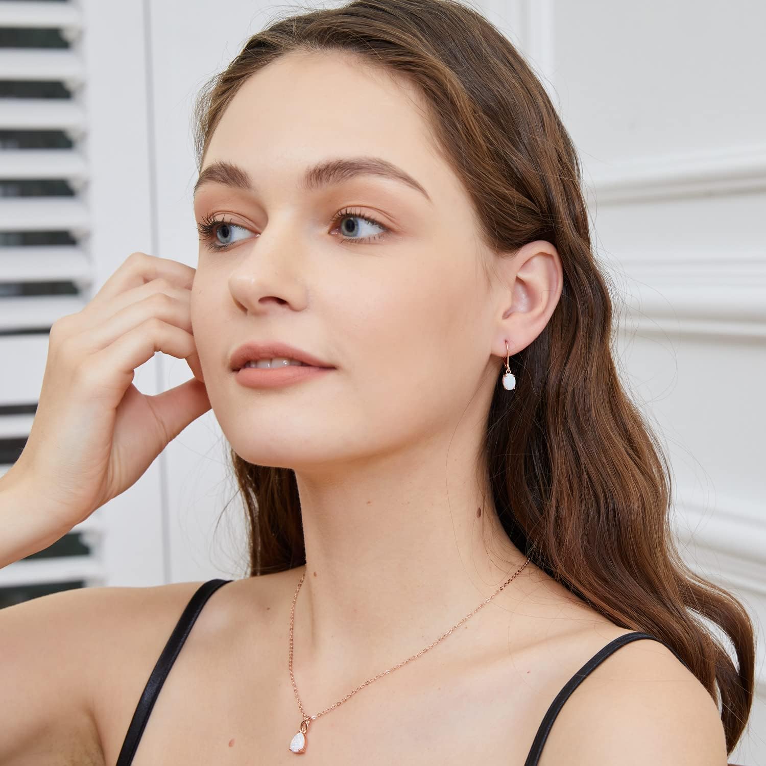 Leverback Dangle Earrings for Women,Created Opal/Amethyst/Topaz Gemstone Drop Earings Hypoallergenic Gifts - Image 4