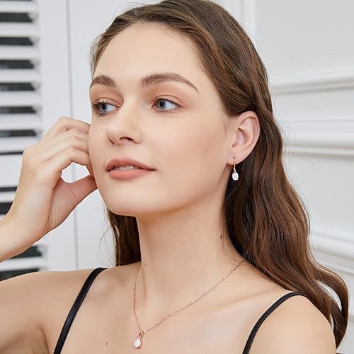 Miniatura 4 de Aretes de ópalo para mujer, chapados en oro blancoamarillorosa de 18 quilates, joyería hipoalergénica, regalos