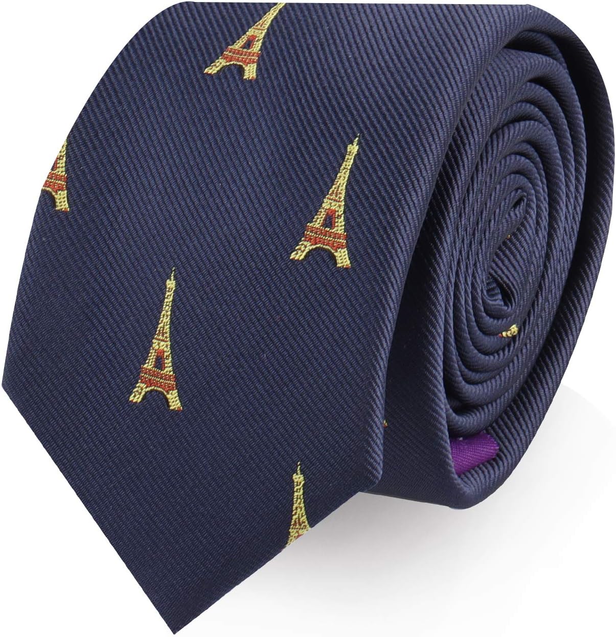 AUSCUFFLINKS Eiffel Tower Neckties for Men | Woven Skinny Neck Ties | Present for Work Colleague | Bday Present for Guys (EIFFEL TOWER)