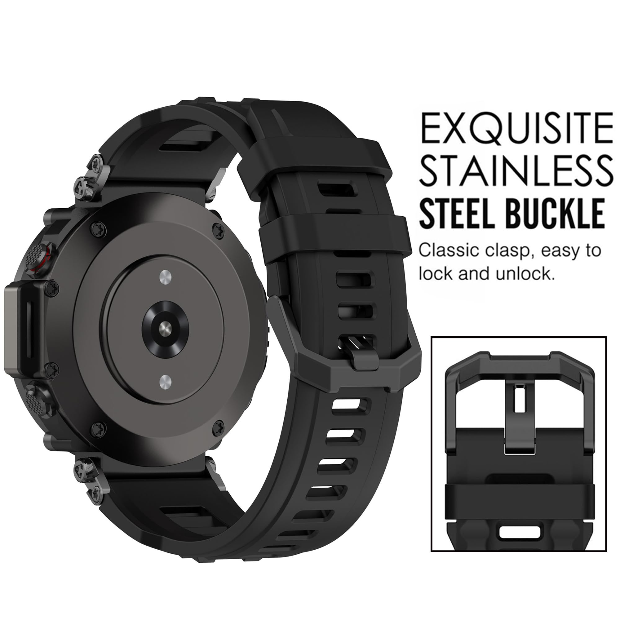 Bracelet de rechange en silicone souple pour Amazfit T-Rex Ultra Smartwatch Amazfit T-Rex Ultra (sans tracker, bracelets de rechange uniquement)