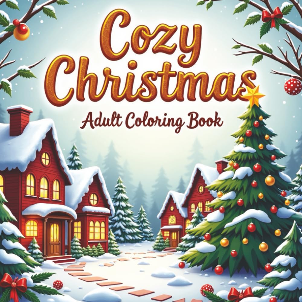 Cozy Christmas Adult Coloring Book: Relaxing Holiday Scenes to Color