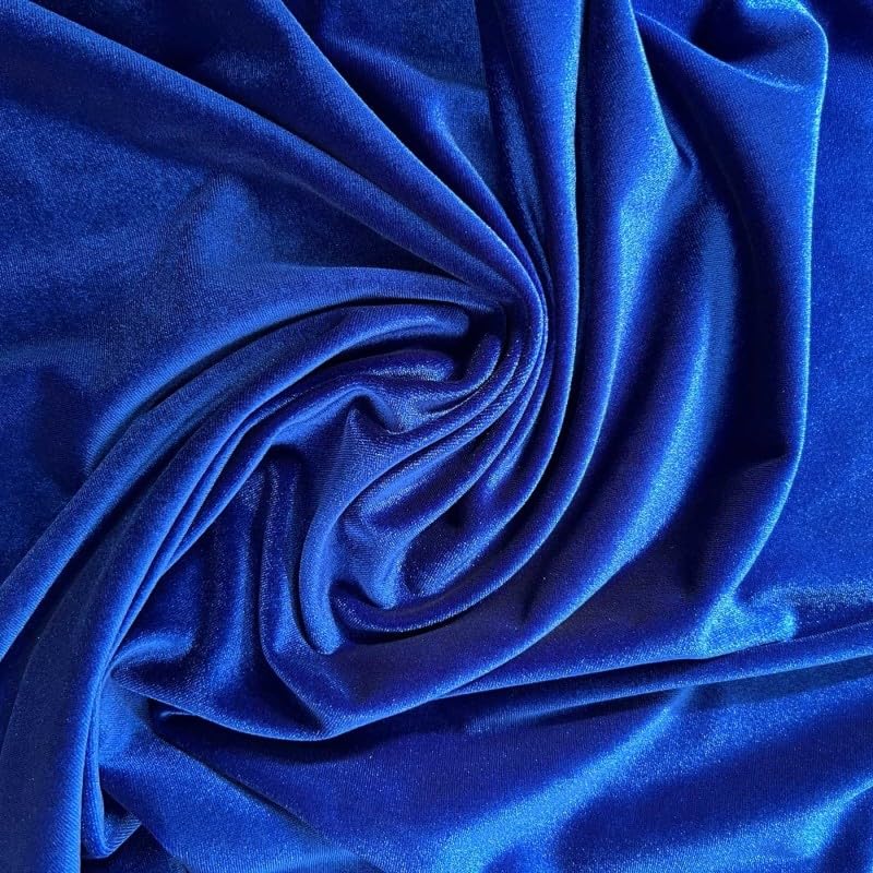 EU Fabrics Velvet Velour Spandex Fabric | Soft Furnishing Stretch Material for Dressmaking, Costumes and Displays | Breathable Crushed Velvet Craft Fabric by The Metre (Royal, 1 Metre x 147cm)