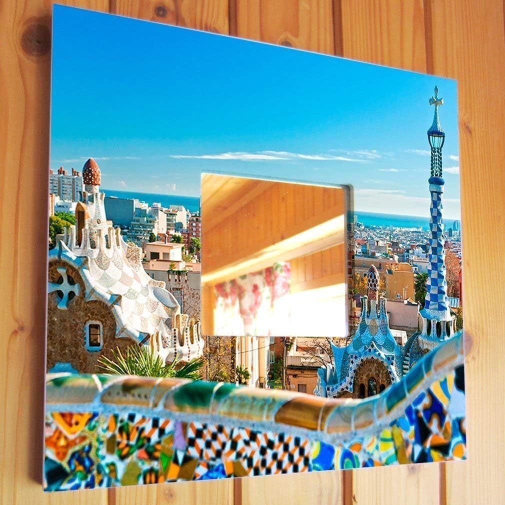 Catalonia Barcelona Park G?ell Gaud? Architect Wall Framed Mirror Printed Spain Art Home Decor Gift