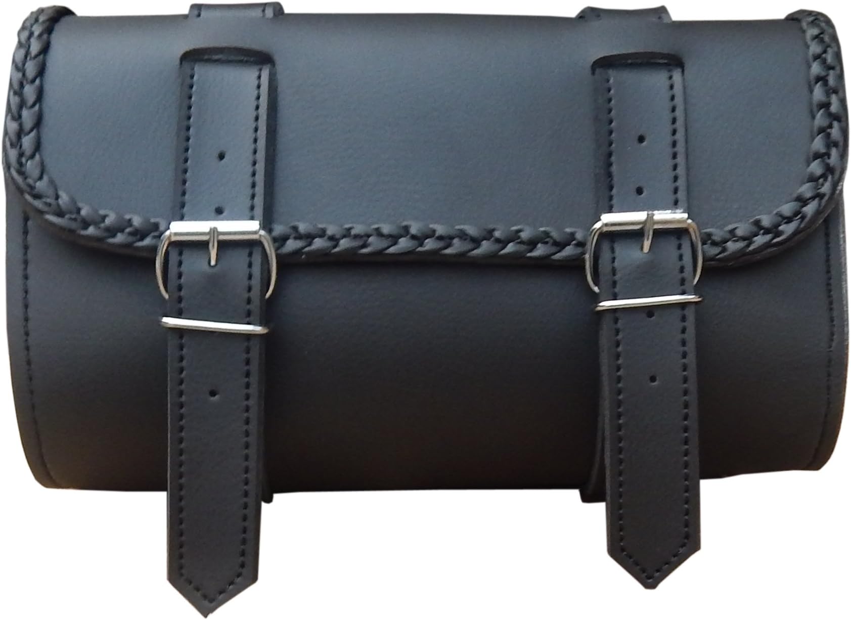 Synthetic Leather Motorcycle Gear Pvc Waterproof Tool Bag Braided black