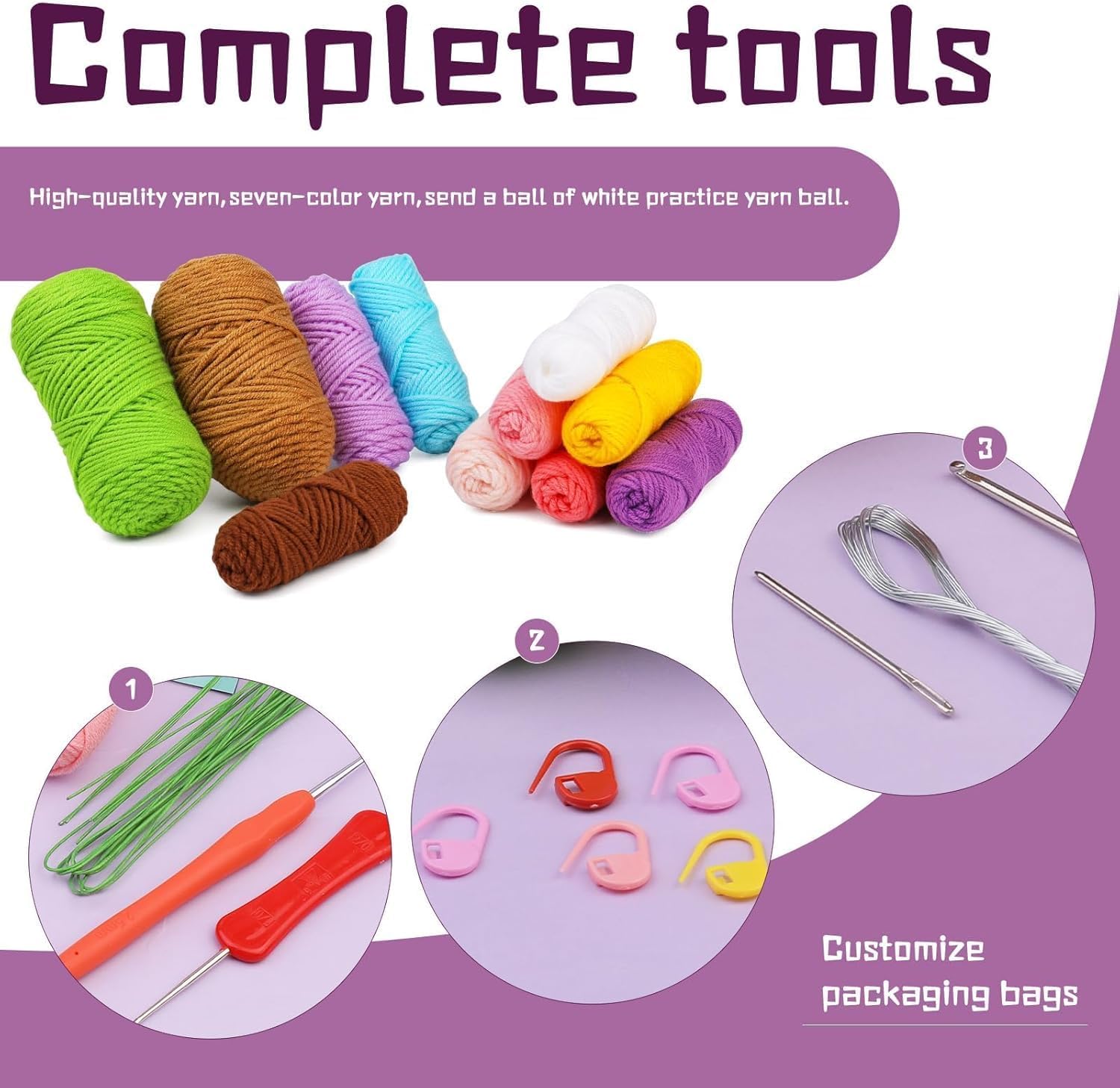 Häkelset für Anfänger, Häkelsets für Erwachsene, Häkel-Strickset, Blumen-Häkelset enthält Häkelzubehör und Schritt-für-Schritt-Video-Tutorials, komplettes Strickset mit Garn (8 Tulpen)