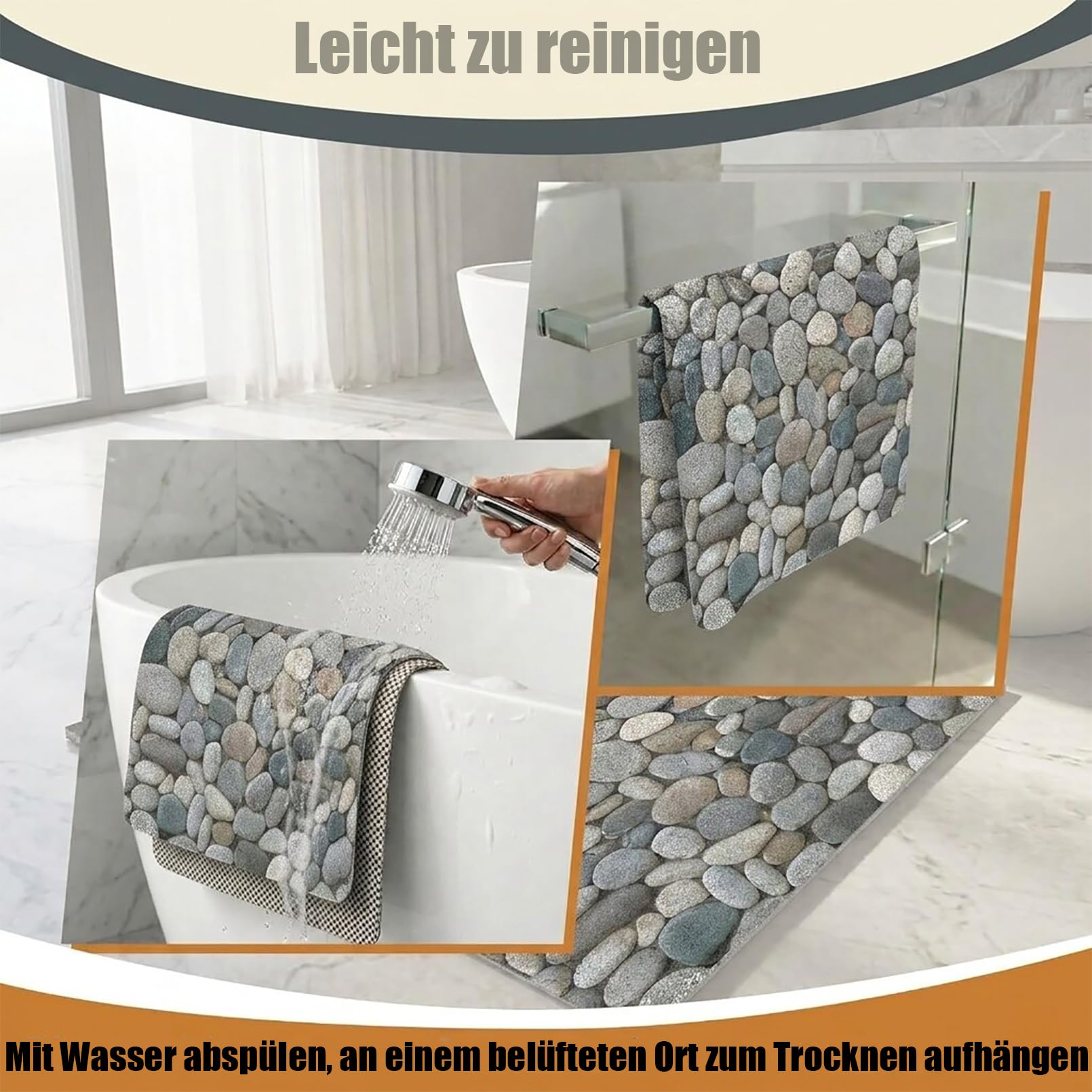 Alfombra Ducha Antideslizante Estilo Moderno Alfombrilla Ducha Antideslizante de PVC Textura de Luffa Alfombra baño con Agujeros de Drenaje Secado Rápido,Farbe1,60x120cm