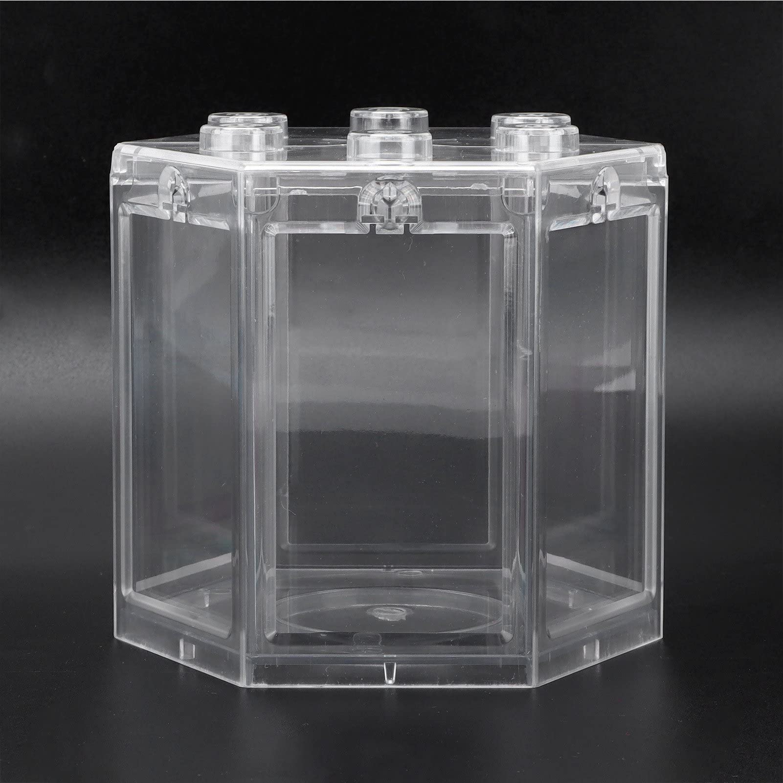 Mały Akwarium 12 x 10,5 x 11 cm - Plastikowy, Przezroczysty Sześciokąt do Układania w Stosy dla Ryb, Wewnętrzny Zbiornik Super Odporny na Upadki