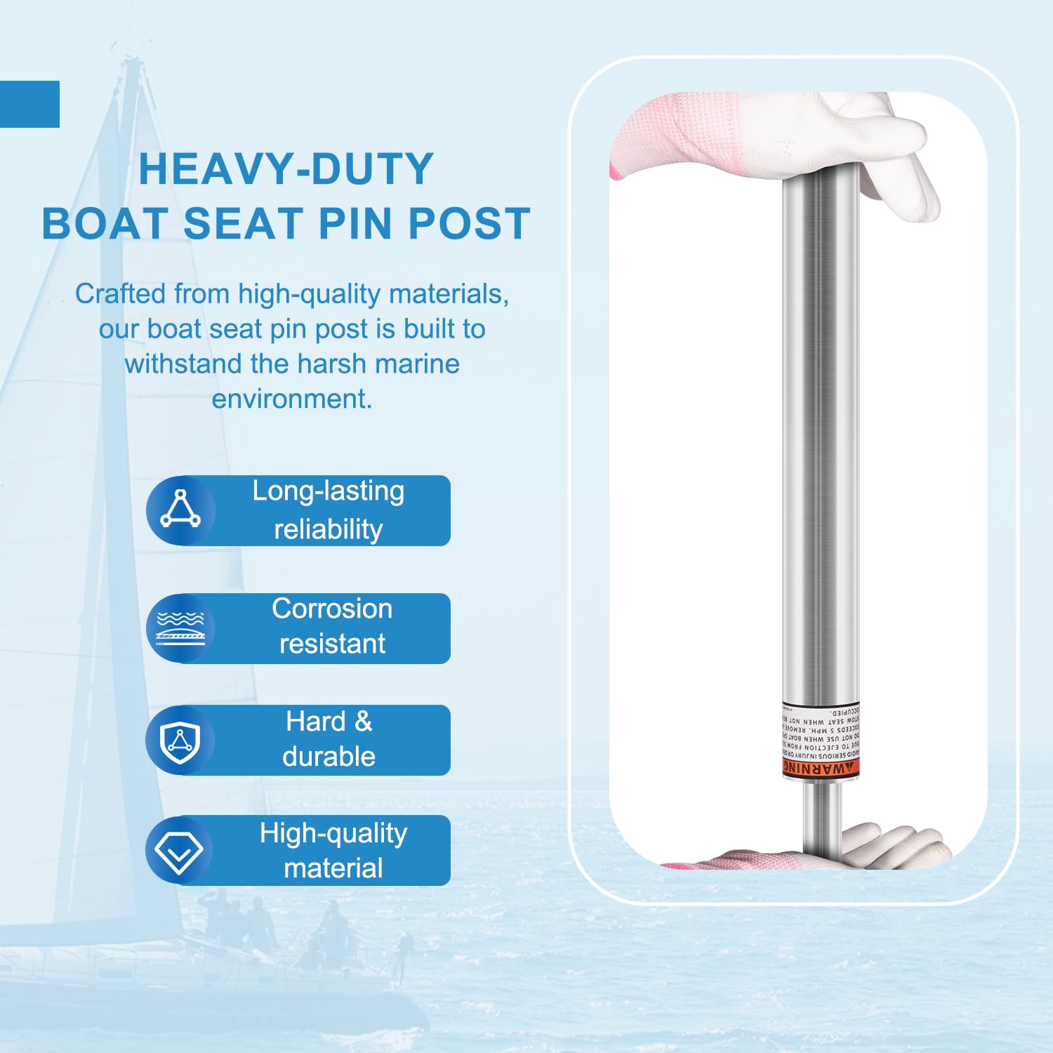 3/4" Boat Seat Pin Boat Pedestal Post– 13 Inches Tall, 1.5-Inch Diameter, Non-Threaded, Aluminum Pin for Marine Applications for Pontoon, Fishing & Bass Boats SP-2134 (13IN, 2 Pack)