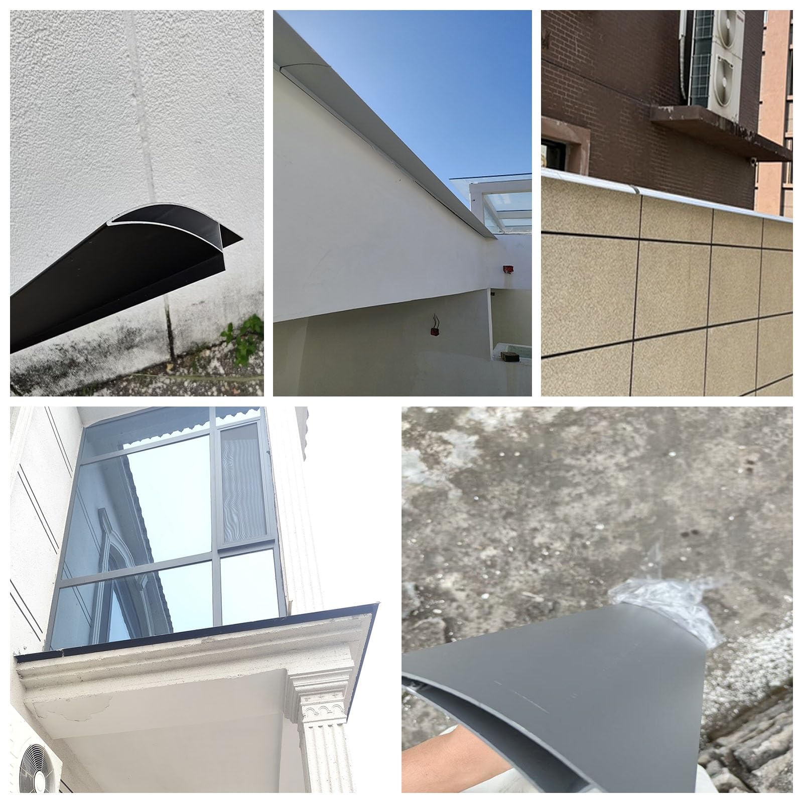 vierteaguas muro exterior 1 8 12 20 piezas Canalones de lluvia para aleros con pico de águila de 125 CM de longitud, protector de aleros para paredes(Gray 1 PC)