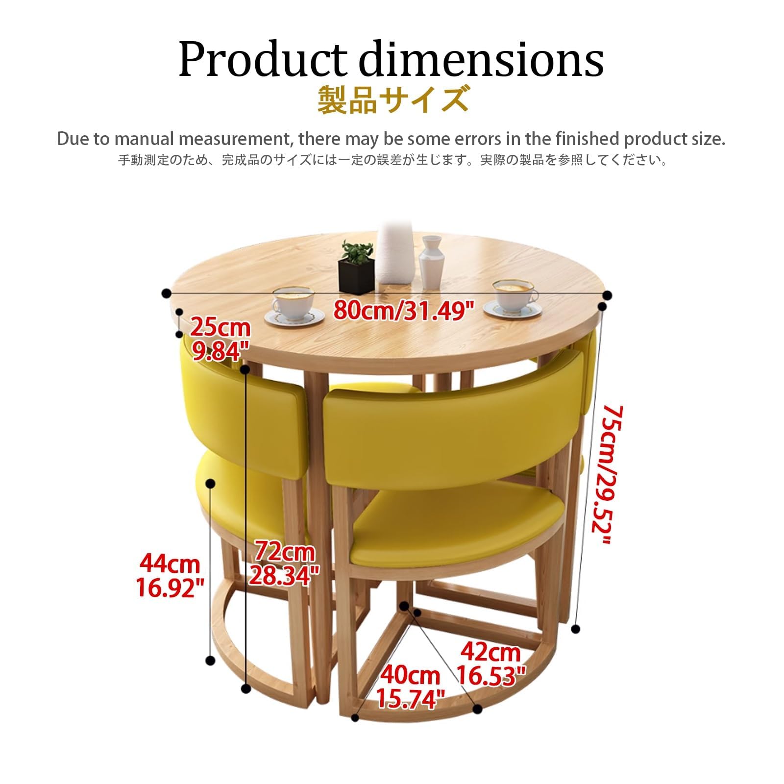 Compact Runde Konferenztisch-Set für 4 Personen - Multifunktionaler Kaffee- & Esstisch mit Stühlen für Küche Esszimmer Büro - Platzsparendes Design für Meetings & Versammlungen