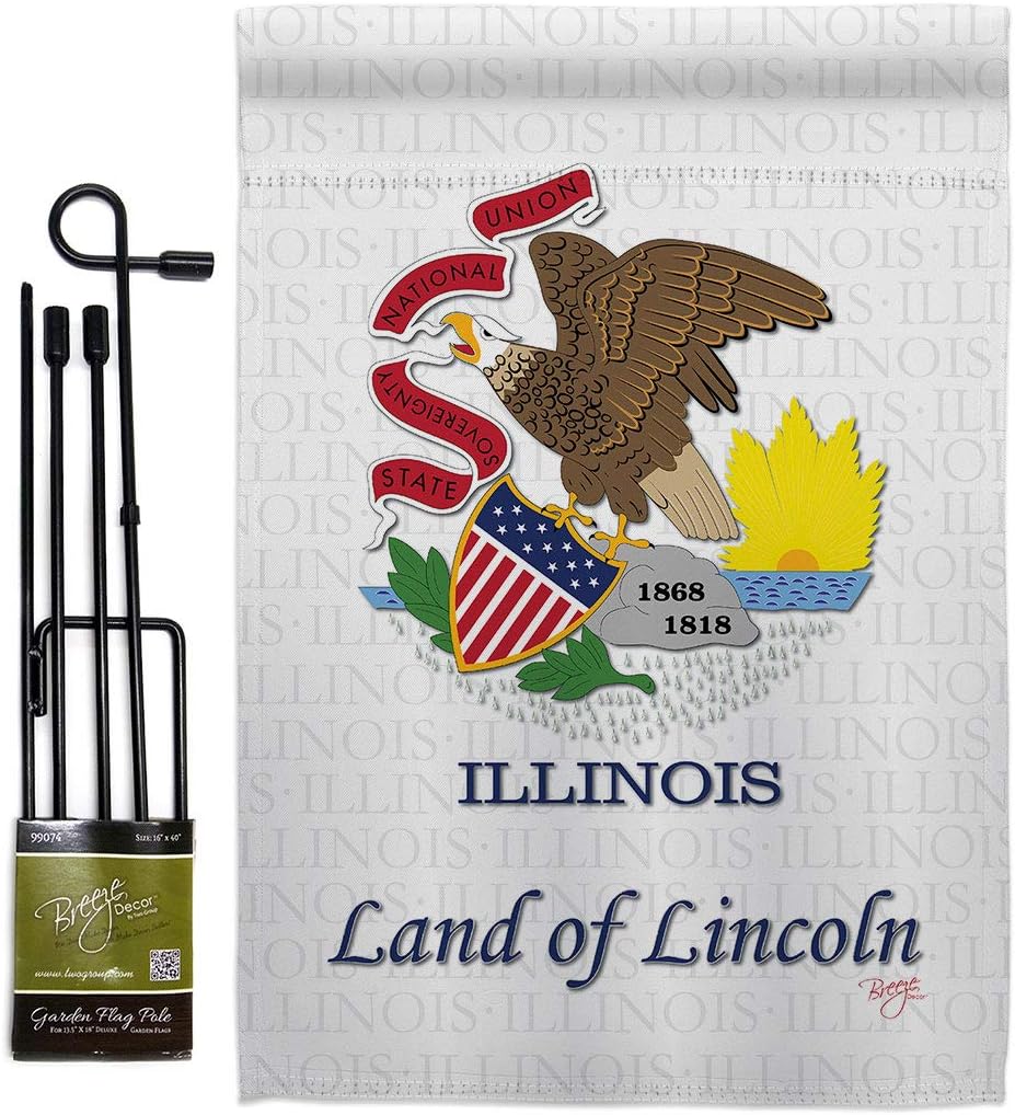 Illinois Burlap Garden Flag Americana States USA American Territories Republic Country Particular Area Small Decorative Gift Yard House Banner Double-Sided Made In 13 X 18.5