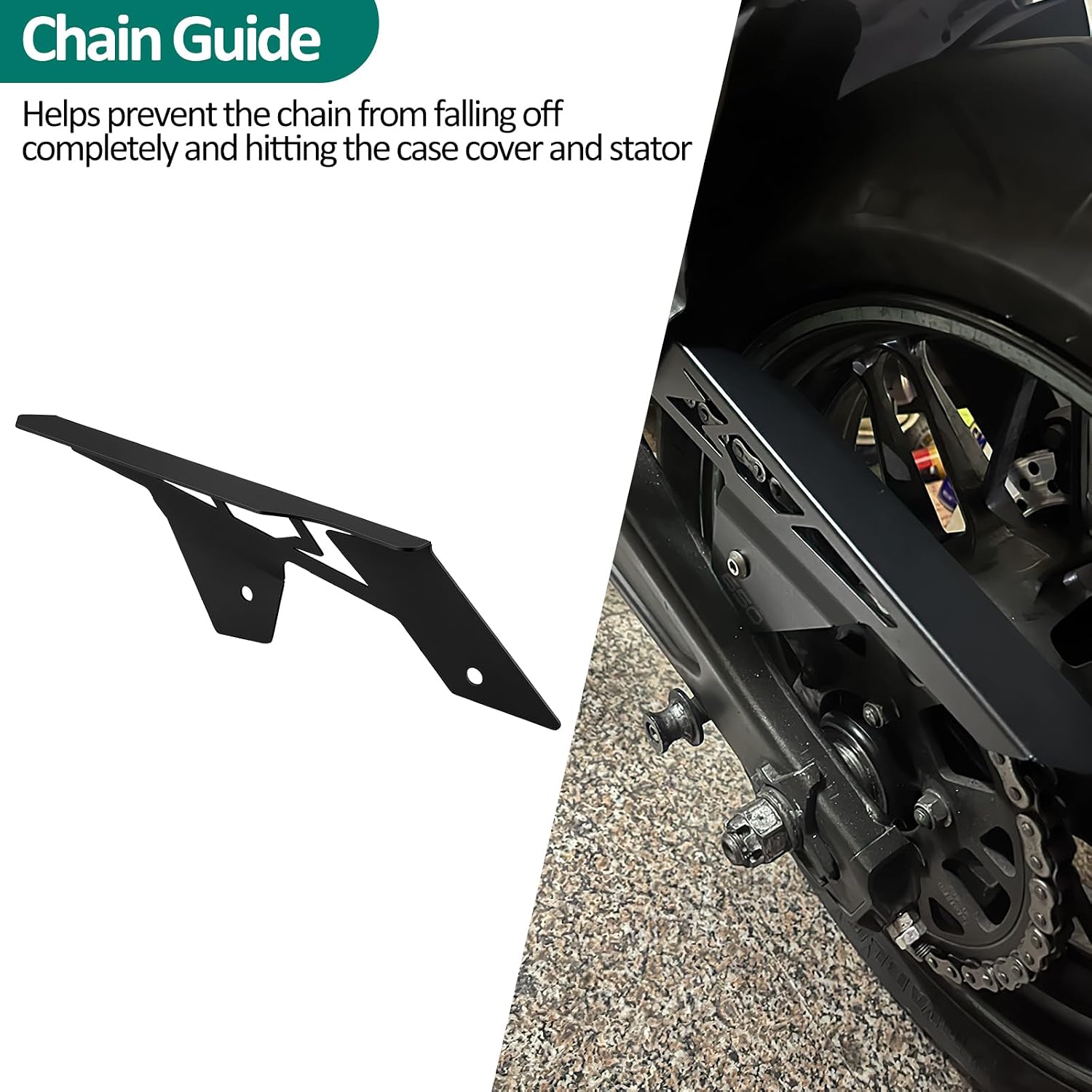 Chain Guard for Z Ninja 650, Black Powder‑Coated Swingarm Protector | Fits for Kawasaki Z650RS Ninja650 Z650 KLX140R 2022‑2026, Bolt‑On Installation, Block Mud Splashes, Protect Swingarm Chain