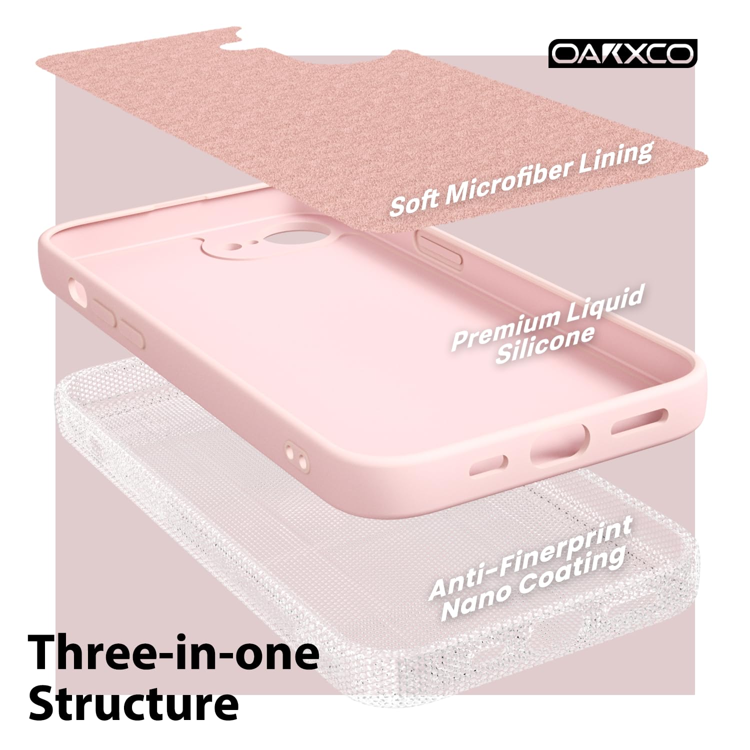 oakxco for iPhone 16 Pro Max Case Liquid Silicone, Soft Rubber Gel Elegant Aesthetic Basic Simple Cover, Cute Thin Slim TPU Matte Solid Color Plain Smooth Case for Women Girl, Light Pink — view 1759