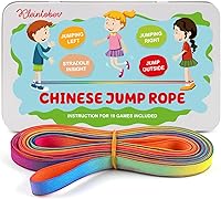 Kleintober Chinese Jump Rope - Stretchy Rubber Twist Gummitwist for Kids 8-12, Indoor Outdoor Toys with Play Instructions